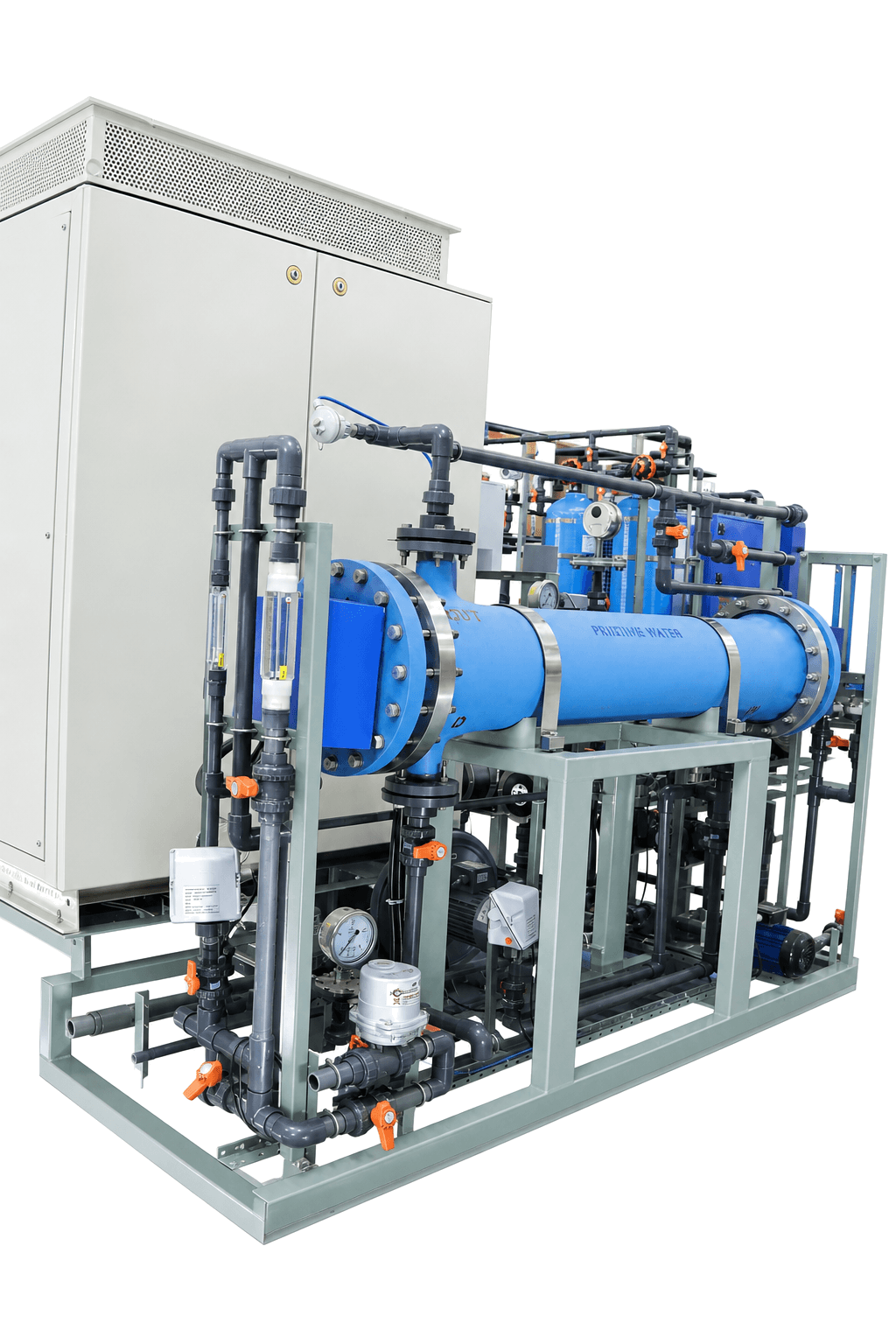 Electrochlorination system with dual electrolyzers, rectifier, and process piping