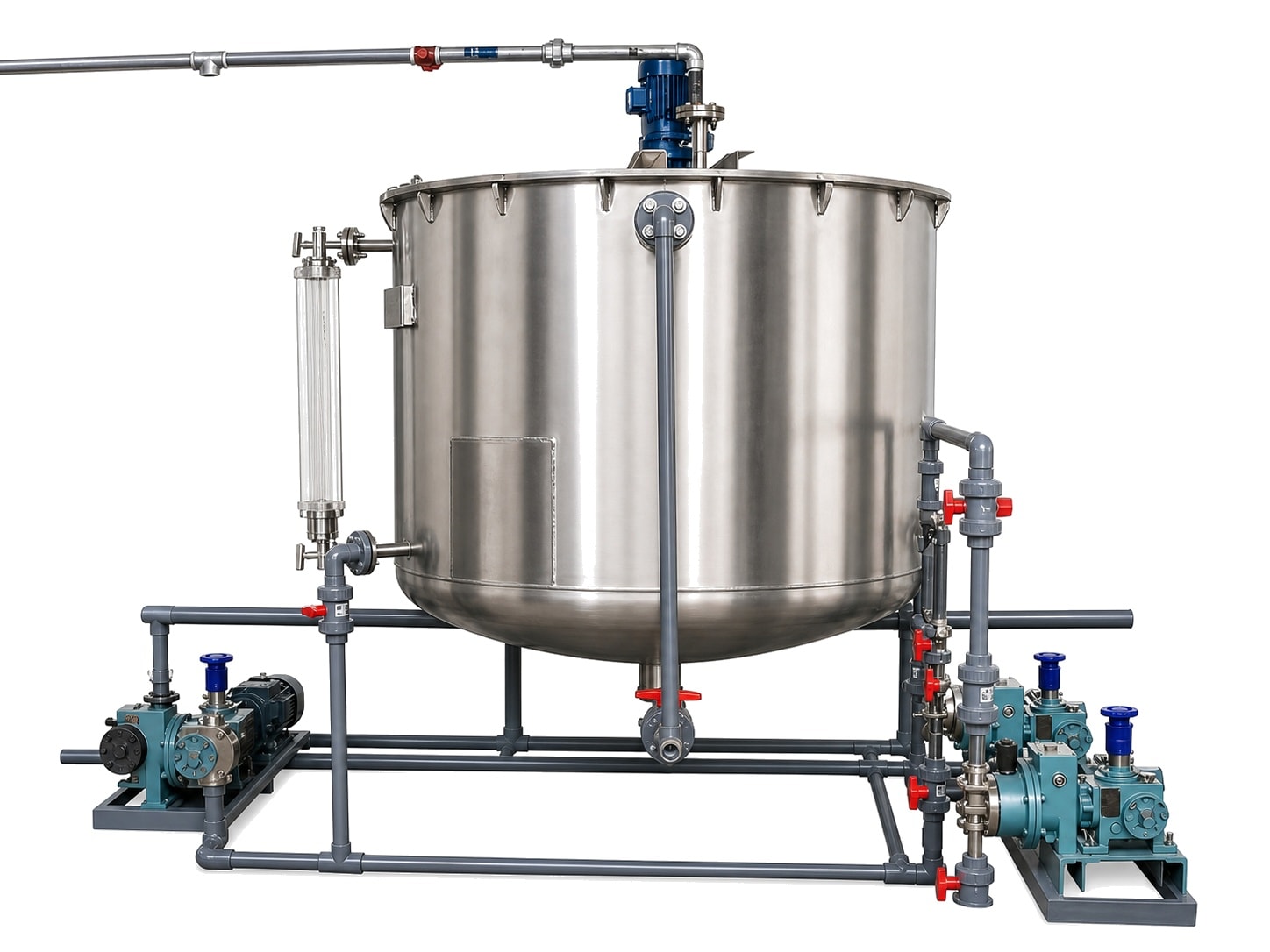 INDEVICE chemical dosing system with storage tanks, metering pumps, and control panel