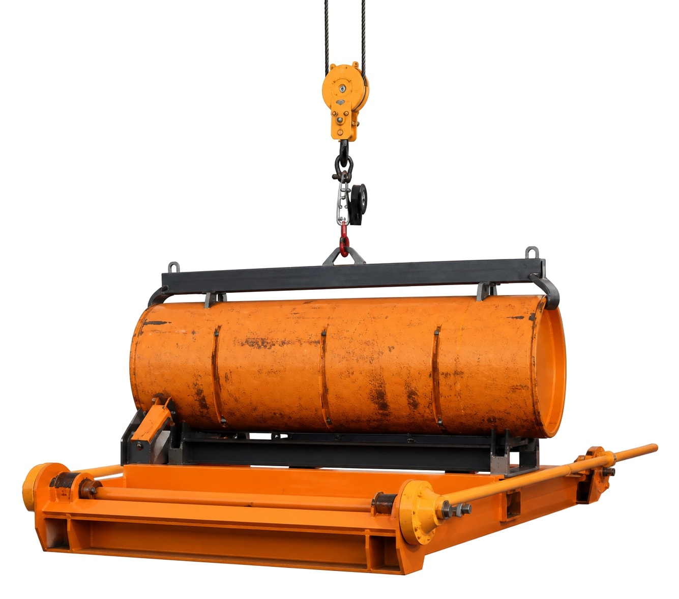 Lifting beam for filled chlorine ton containers